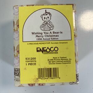 Precious Moments 1996 Wishing You A Bear-ie Christmas Ornament 531200 NEW